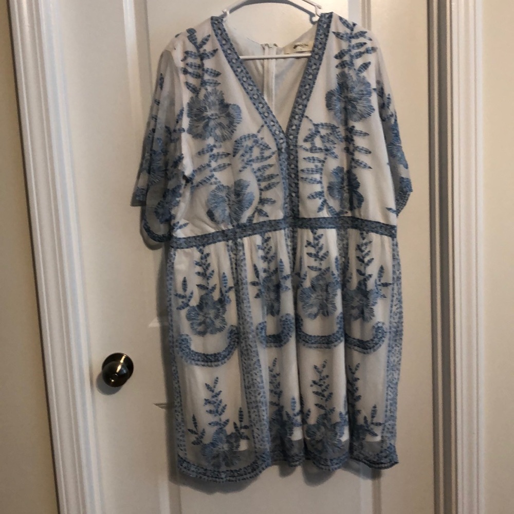Blue and white dress